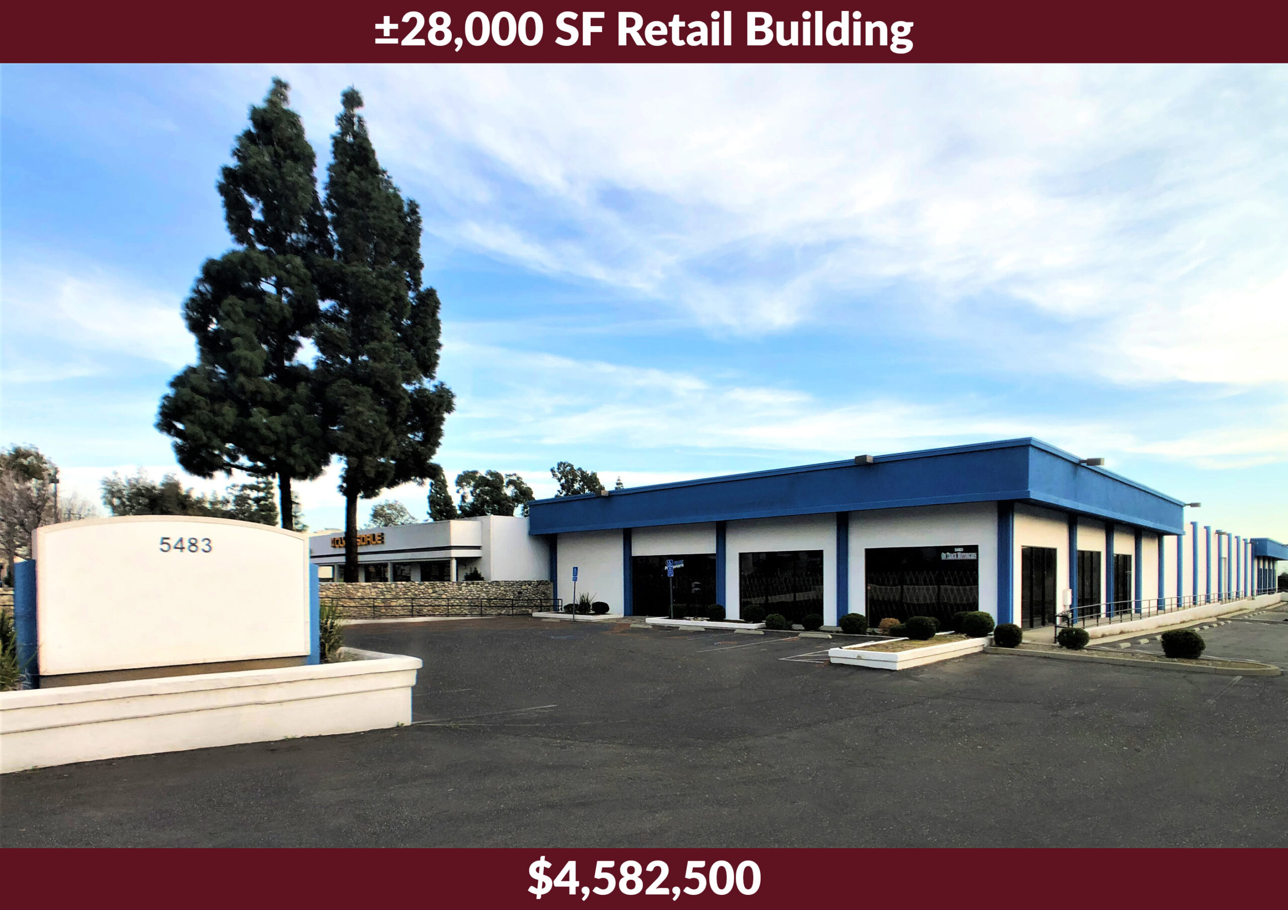 28,000 SF Retail Building sale at $4,582,500 at 5483 Moreno St, Montclair, CA. Represented by Roxanne Klein.
