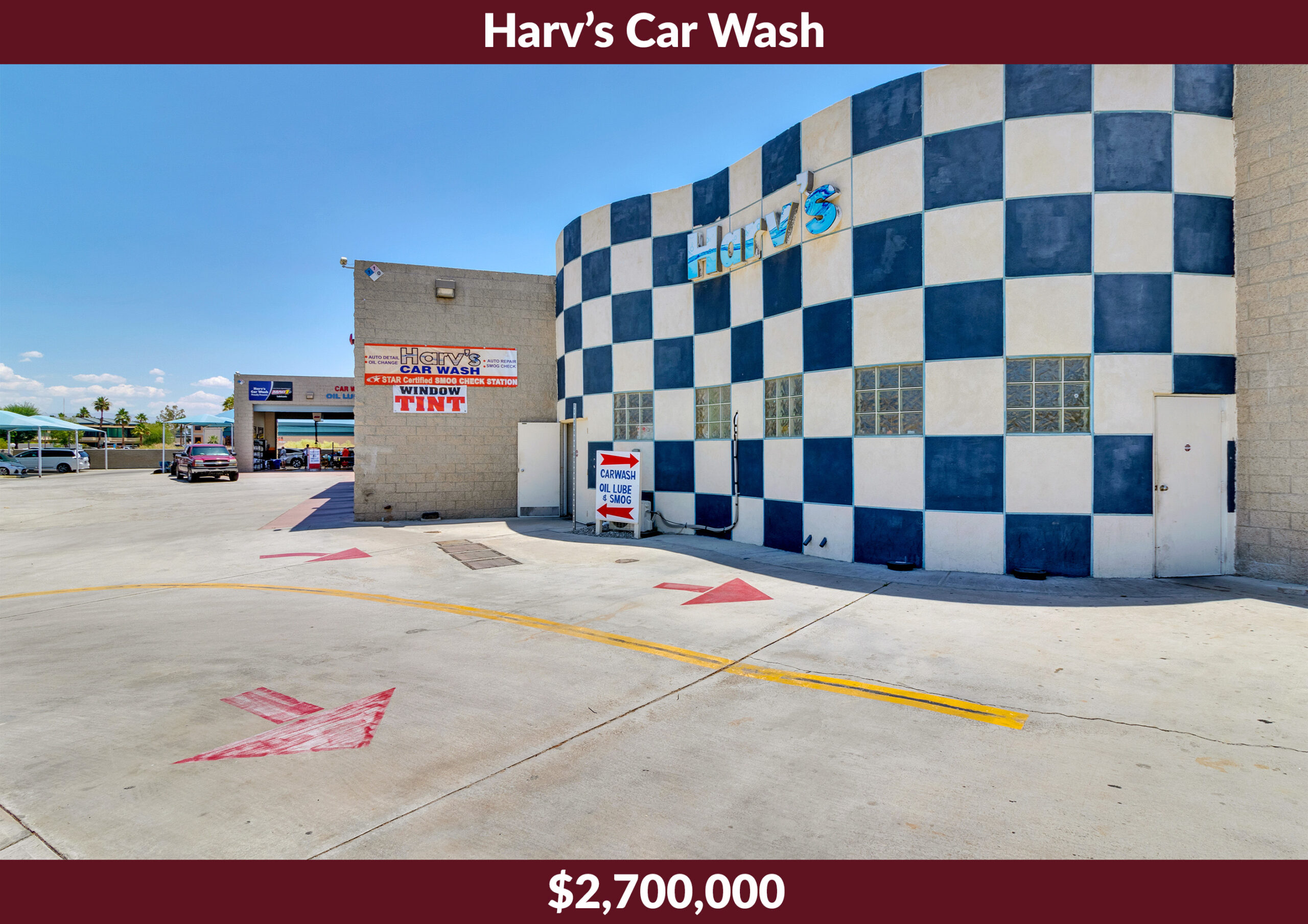 Harv’s Car Wash – $2,700,000 sale at 75015 Sheryl Ave, Palm Desert, CA, represented by Victor Buendia.
