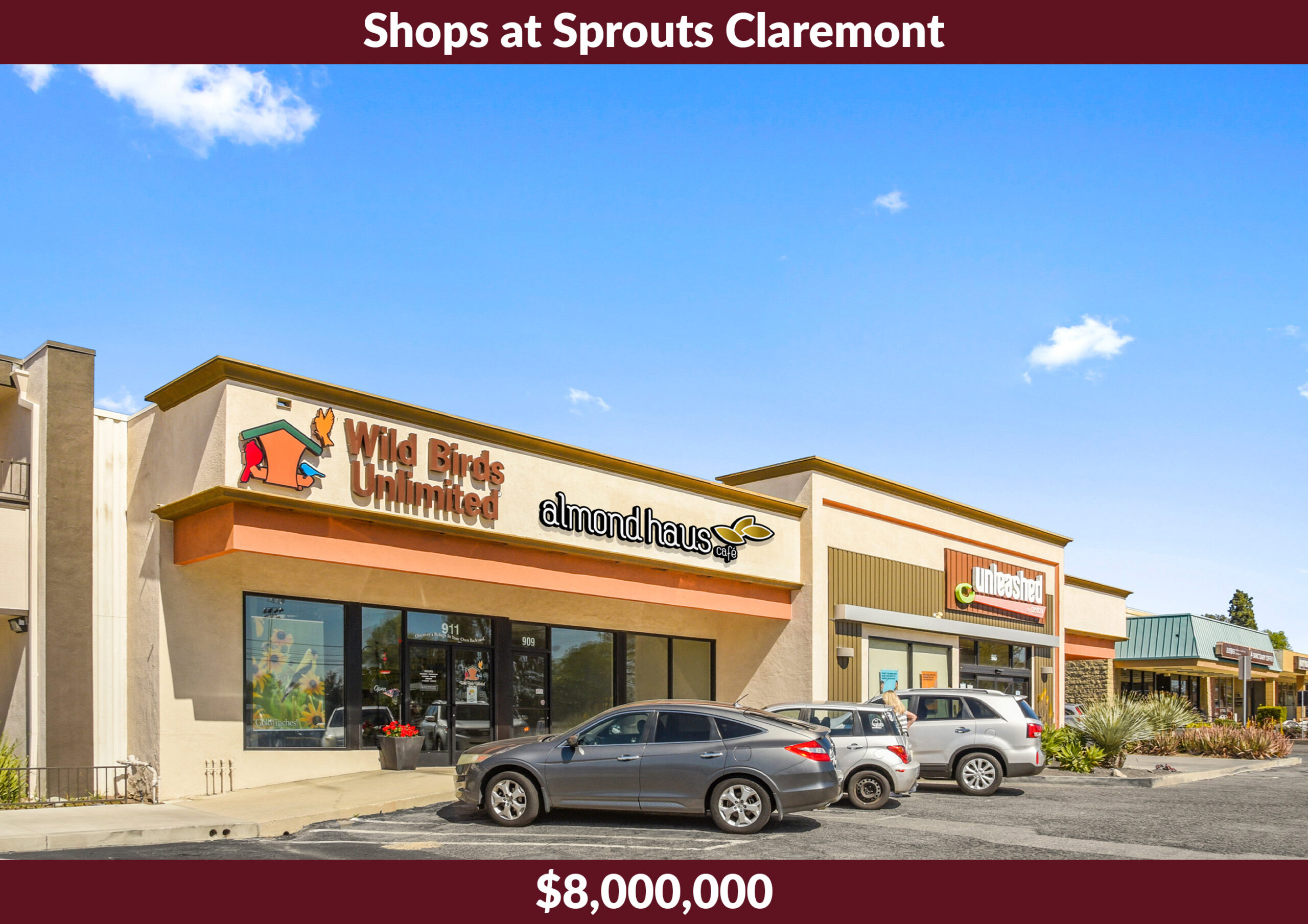 The Shops at Sprouts was a $4,250,000 sale at 903–911 W Foothill Blvd, Claremont, CA, represented by Greg Bedell and Roxanne Klein.